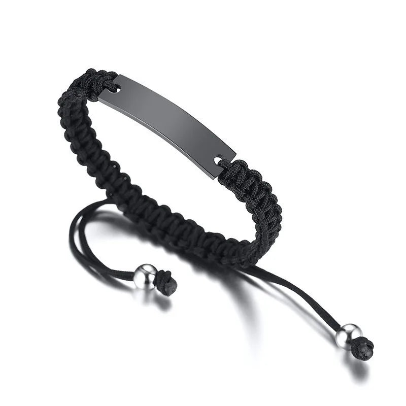 Men's Custom Name ID Bar Bracelet – Stainless Steel Braided ID Bar Bracelet SPOT