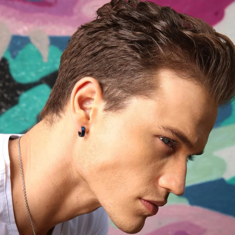 Stainless Steel Huggie Hoop Earrings – Rock Punk, Men & Women Huggie Hoop Earrings SPOT