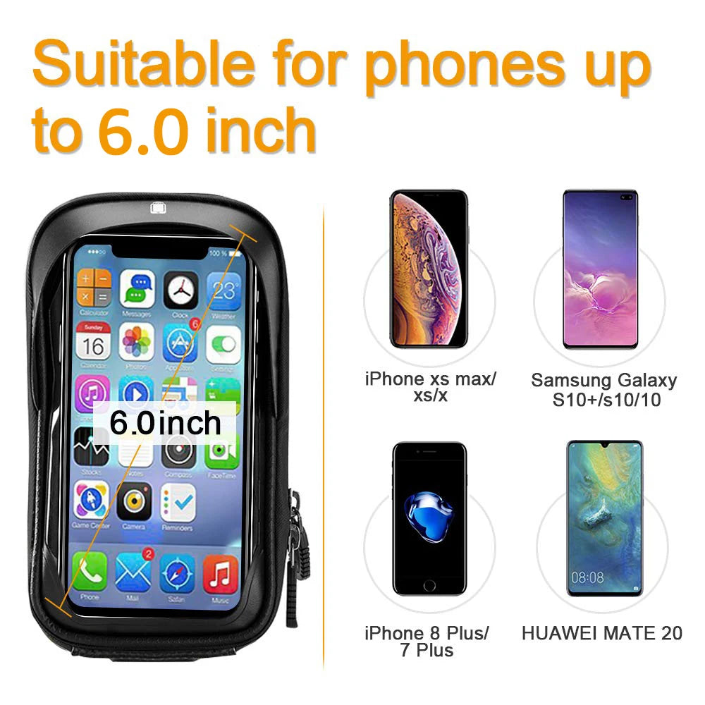 Waterproof Bike Phone Bag – Handlebar Top Tube Mount 6-inch Bicycle Phone Bag SPOT