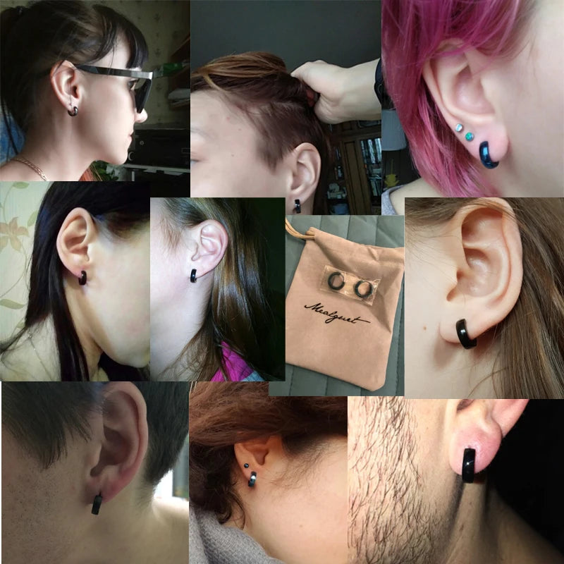 Stainless Steel Huggie Hoop Earrings – Rock Punk, Men & Women Huggie Hoop Earrings SPOT