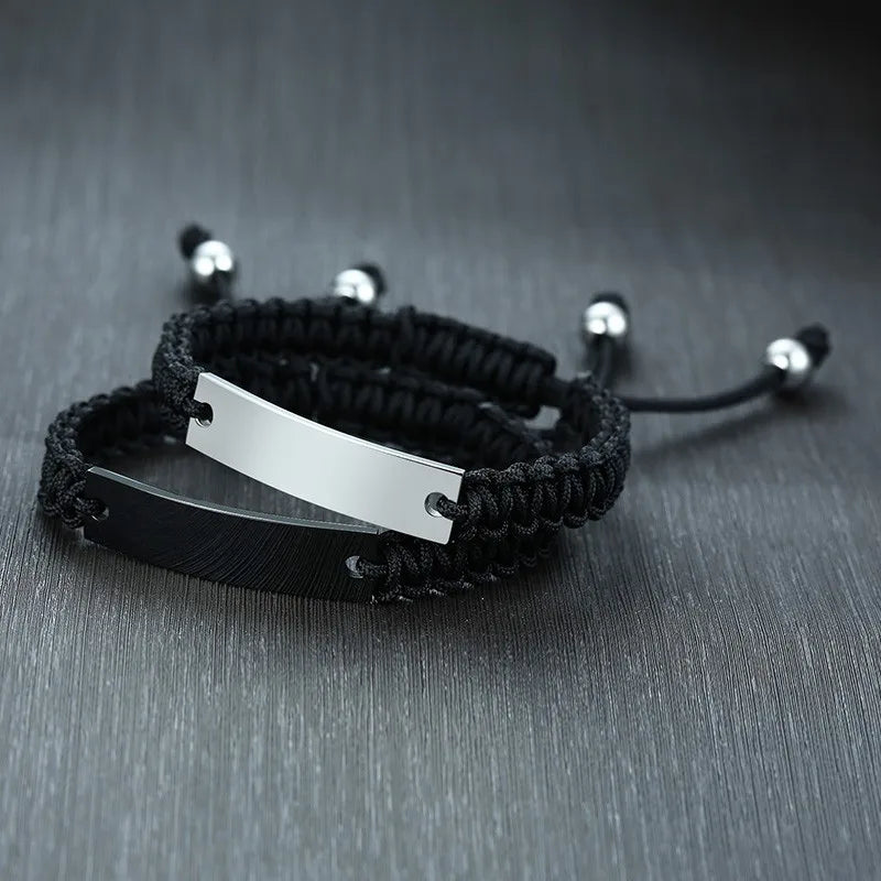 Men's Custom Name ID Bar Bracelet – Stainless Steel Braided ID Bar Bracelet SPOT