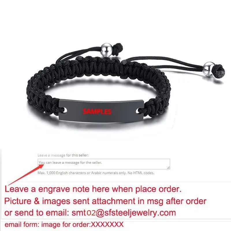 Men's Custom Name ID Bar Bracelet – Stainless Steel Braided ID Bar Bracelet SPOT