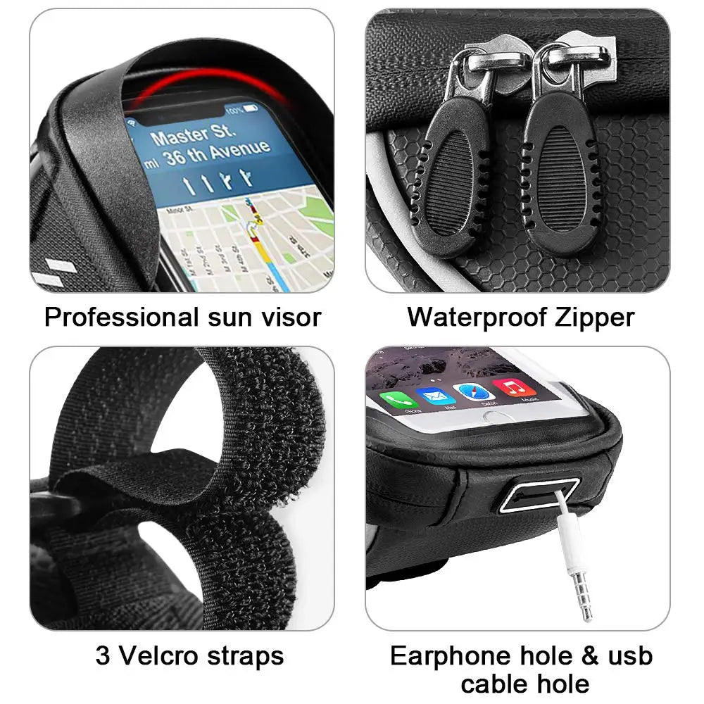 Waterproof Bike Phone Bag – Handlebar Top Tube Mount 6-inch Bicycle Phone Bag SPOT