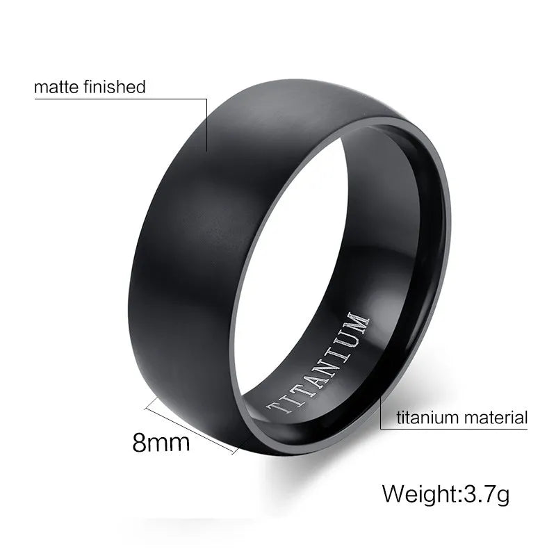 Matte Black Titanium Ring – Classic Wedding Band, Sizes 6–14 Titanium Ring SPOT