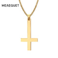 Meaeguet Inverted Cross Stainless Steel Gothic Pendant Necklace Gothic Pendant Necklace SPOT Gold