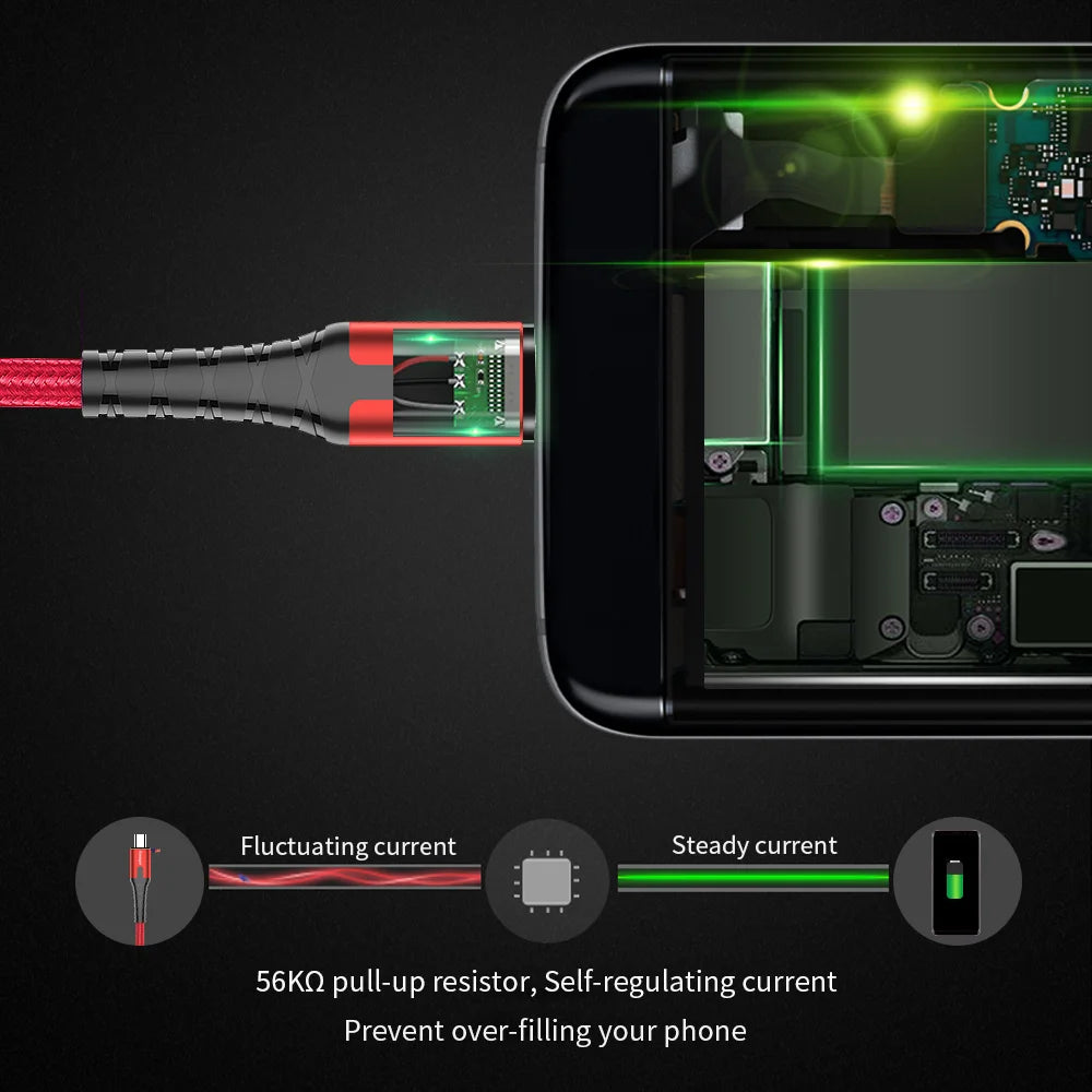 Essager LED Micro USB Cable 3A Fast Charging 2M 3M Android USB Charging Cable SPOT