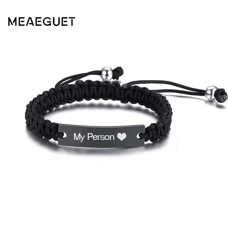 Men's Custom Name ID Bar Bracelet – Stainless Steel Braided ID Bar Bracelet SPOT