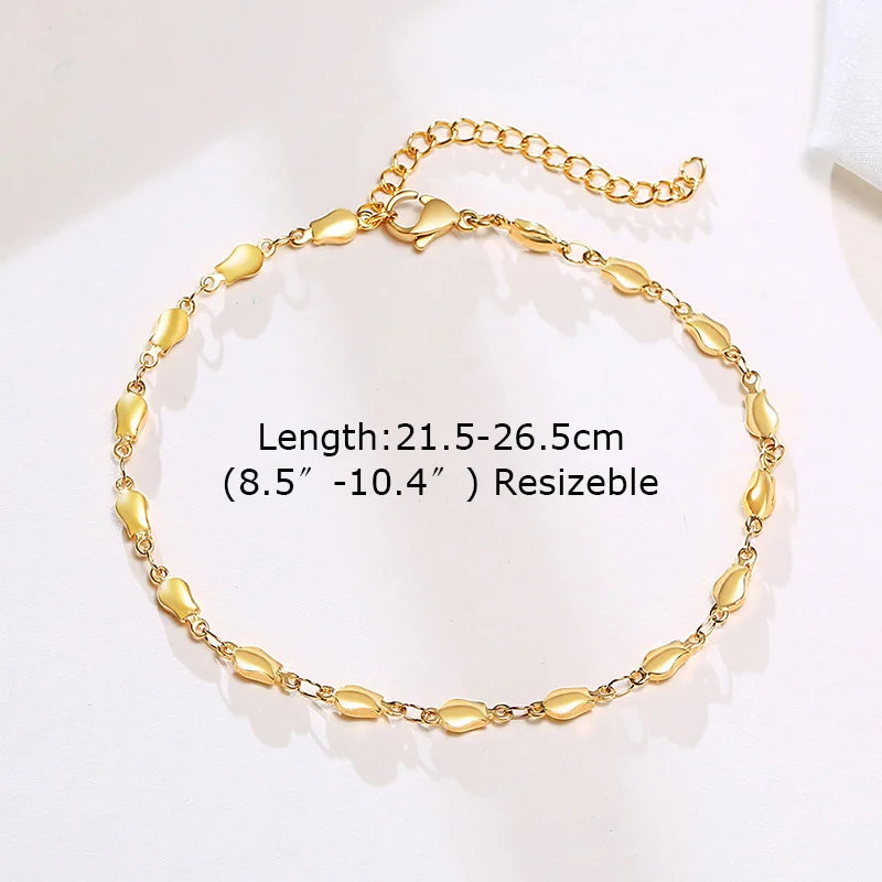 Multilayer Gold Chain Anklet – Adjustable Stainless Steel Beach Chain Anklet SPOT