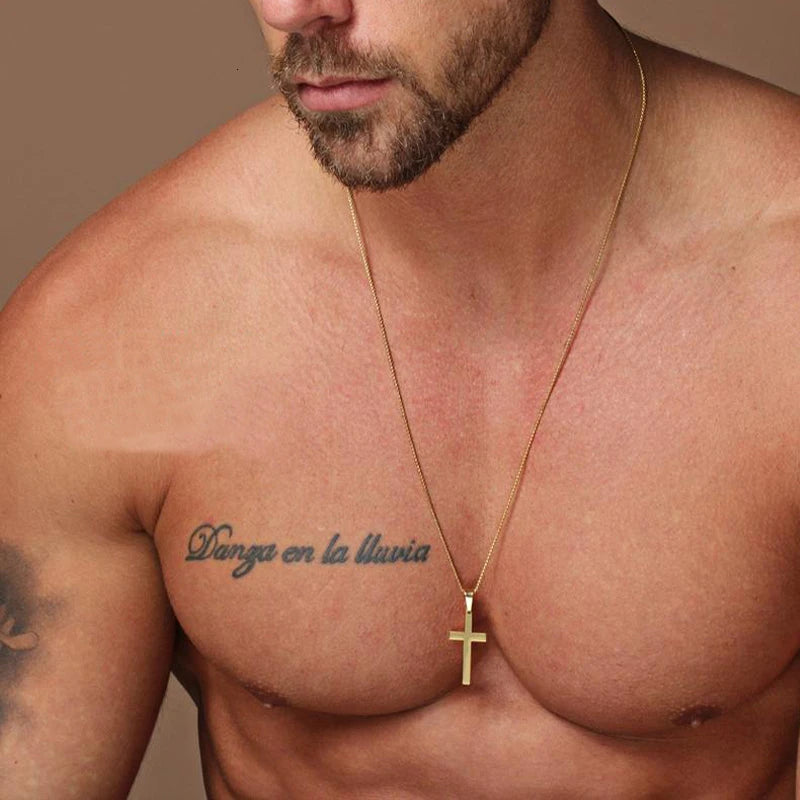 Men's Stainless Steel Cross Pendant Necklace – 24" Link Chain Cross Pendant Necklace SPOT