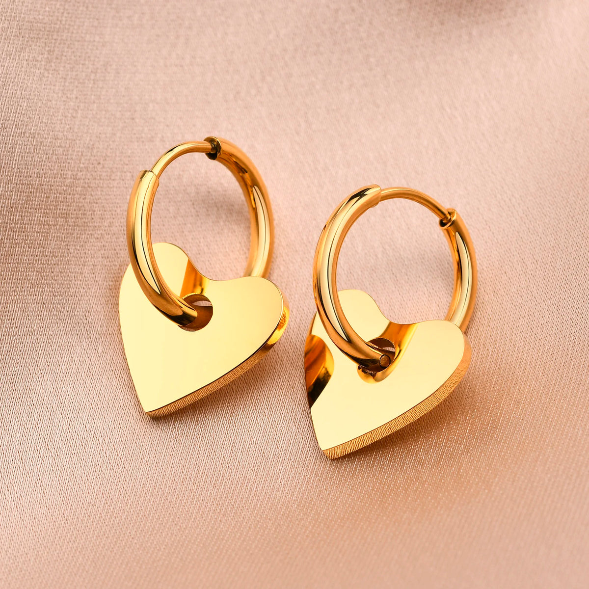 Gold Heart Hoop Earrings – Stainless Steel Huggies for Women Hoop Earrings SPOT