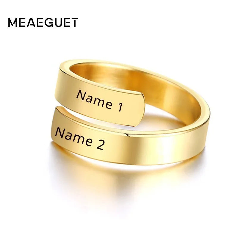 Personalized Dual Name Ring – Custom Double Layer Women's Ring Custom Name Ring SPOT