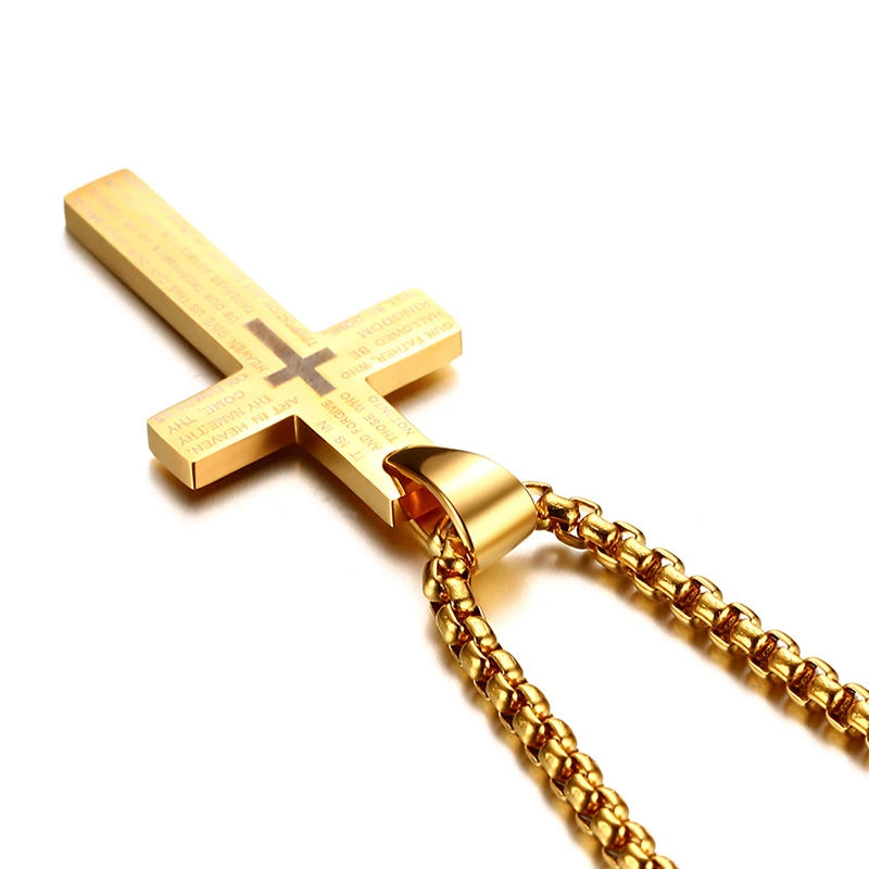 Men's Stainless Steel Crucifix Cross Pendant Necklace | Link Chain Cross Pendant Necklace SPOT