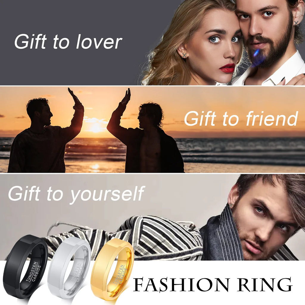 Meaeguet Black Tungsten Carbide Wedding Band for Men 6mm Tungsten Wedding Band SPOT