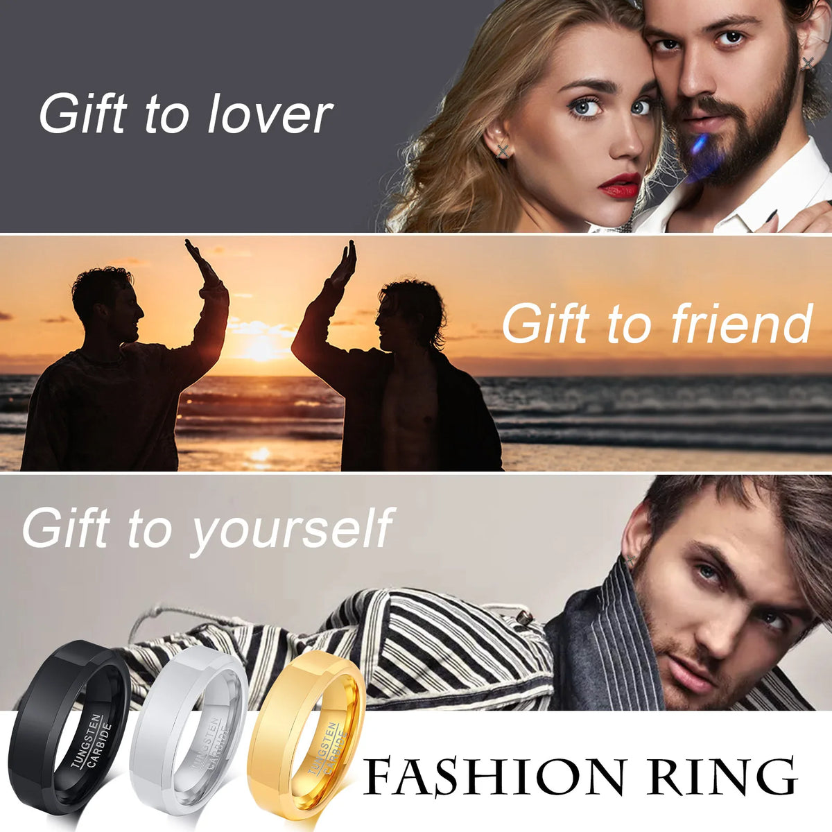Meaeguet Black Tungsten Carbide Wedding Band for Men 6mm Tungsten Wedding Band SPOT