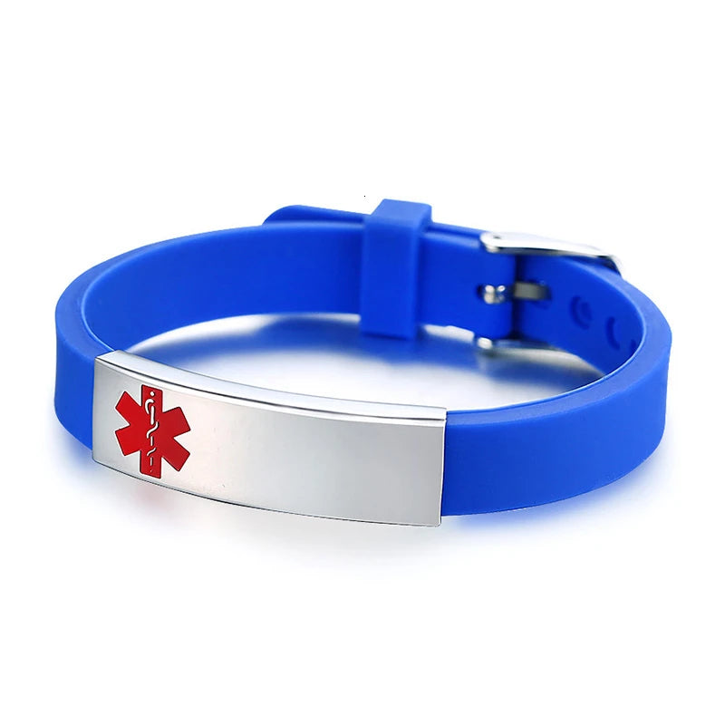 Custom Engraved Medical Alert ID Silicone Bracelet for Men & Women ID Alert Bracelet SPOT