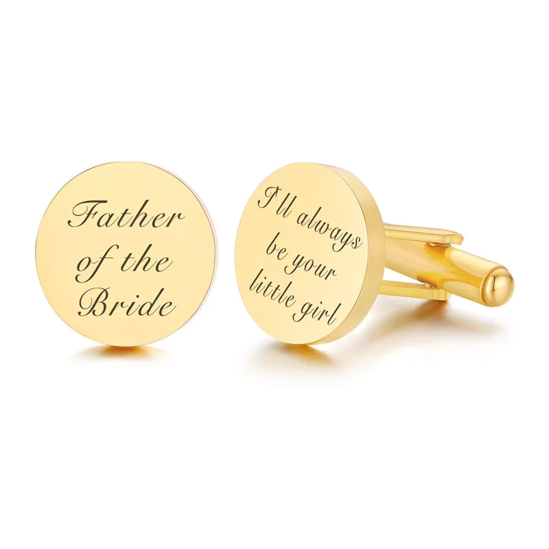 Custom Stainless Steel Round Cufflinks – Personalized Gift Personalized Cufflinks SPOT gold silver style 1
