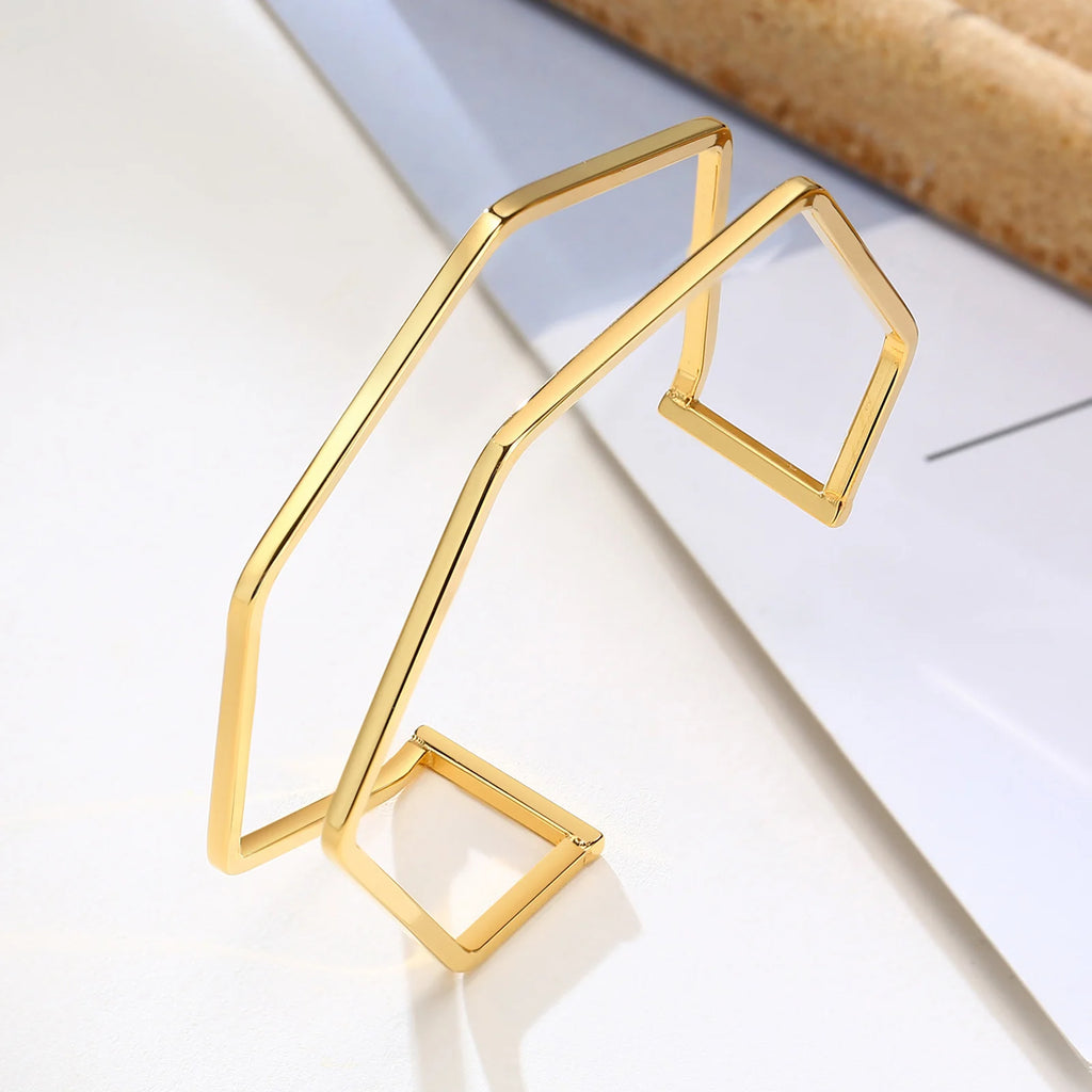 Geometric Gold Cuff Bracelet – Wide Bangle Minimalist Jewelry Cuff Bangle Bracelet SPOT
