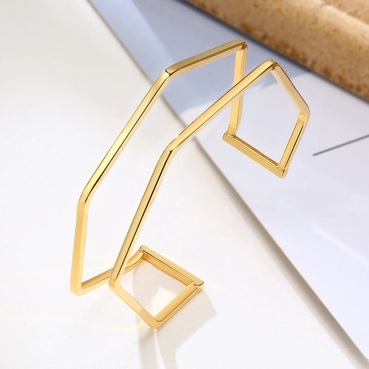 Geometric Gold Cuff Bracelet – Wide Bangle Minimalist Jewelry Cuff Bangle Bracelet SPOT
