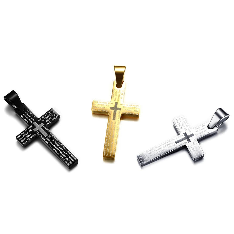 Men's Stainless Steel Crucifix Cross Pendant Necklace | Link Chain Cross Pendant Necklace SPOT
