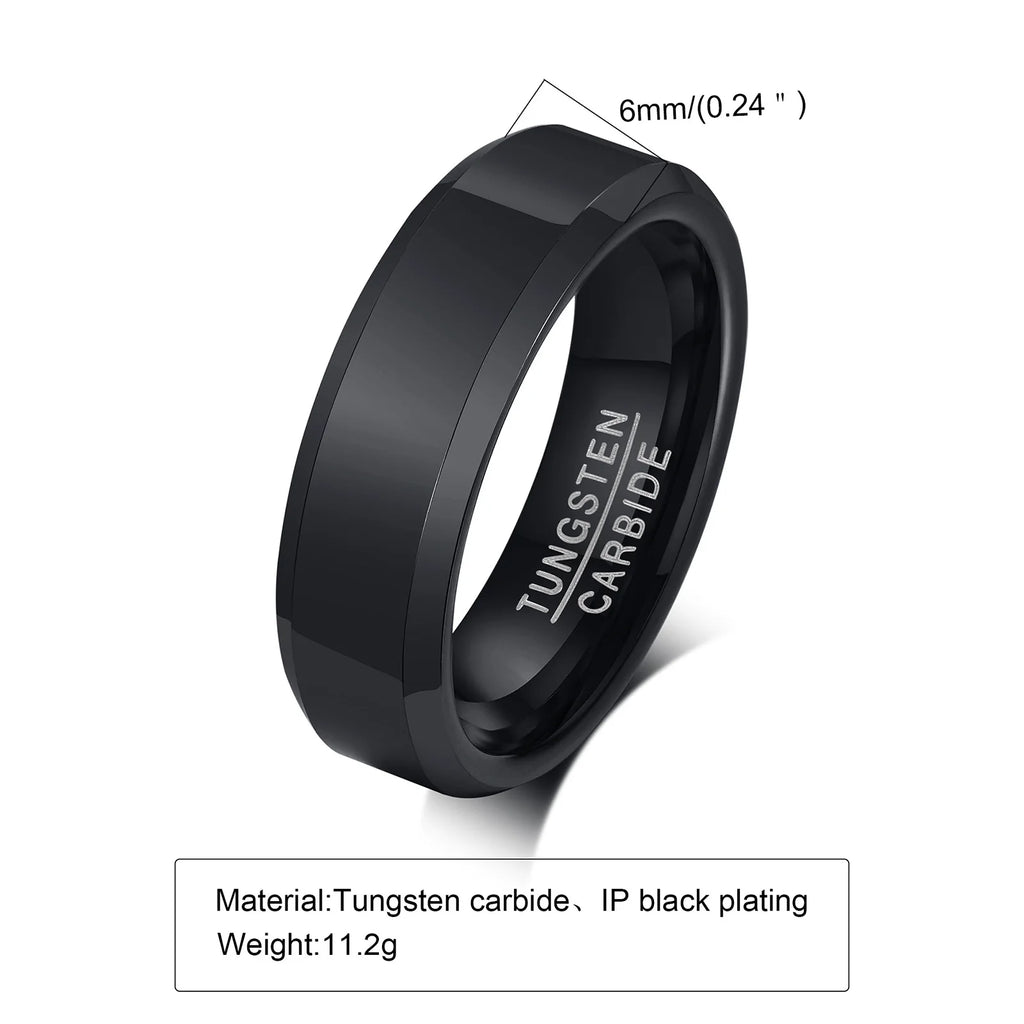 Meaeguet Black Tungsten Carbide Wedding Band for Men 6mm Tungsten Wedding Band SPOT