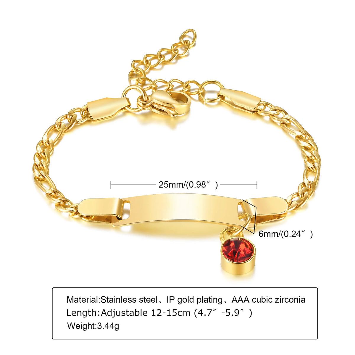 Kids Personalized Birthstone ID Name Bracelet – Stainless Steel Kids ID Bracelet SPOT