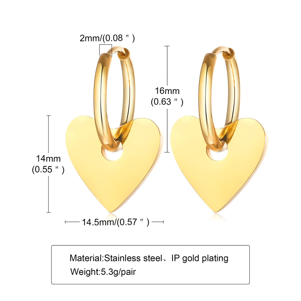 Gold Heart Hoop Earrings – Stainless Steel Huggies for Women Hoop Earrings SPOT