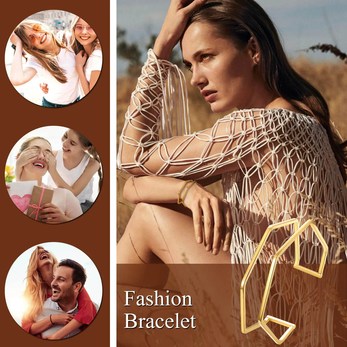 Geometric Gold Cuff Bracelet – Wide Bangle Minimalist Jewelry Cuff Bangle Bracelet SPOT