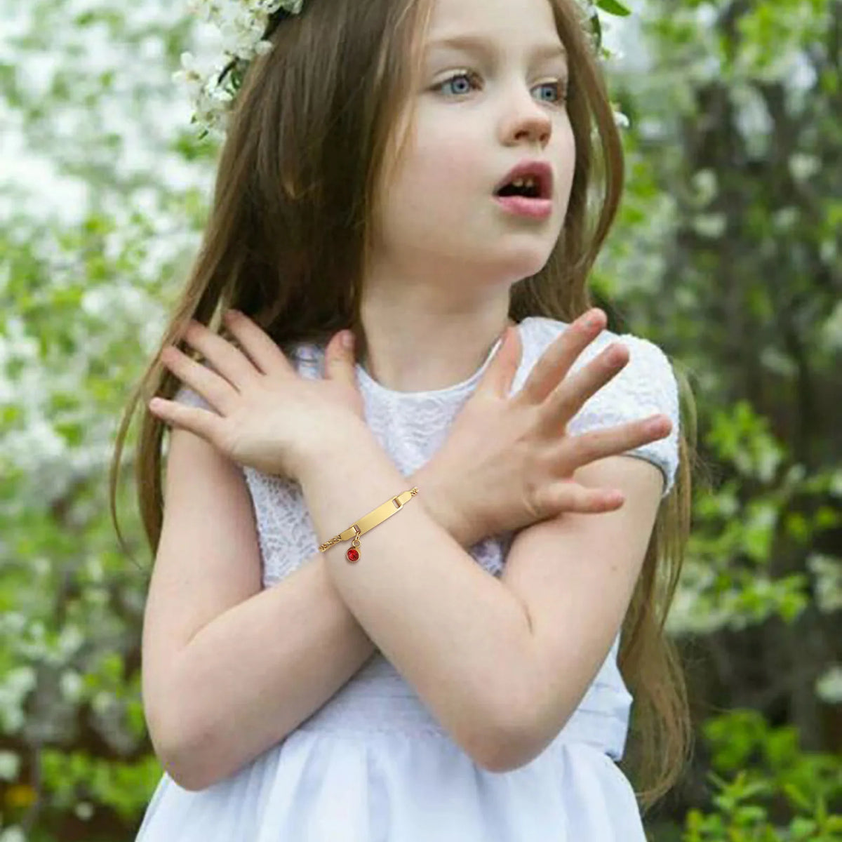 Kids Personalized Birthstone ID Name Bracelet – Stainless Steel Kids ID Bracelet SPOT
