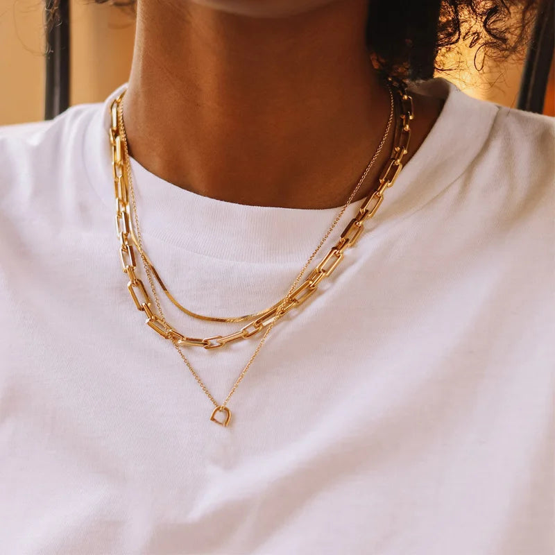 Stainless Steel Herringbone Choker Necklace – Gold Layered Choker Necklace SPOT