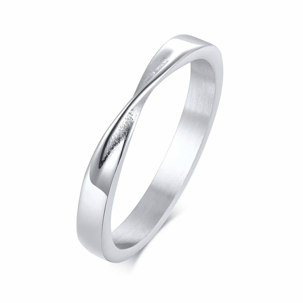 Mobius Twist Wedding Ring Women – Stainless Steel Band Wedding Band Ring SPOT silver color US Ring size 06