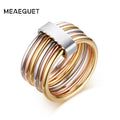 Women's 6-Circle Interlocked Stainless Steel Statement Ring Statement Ring SPOT Gold-color 9