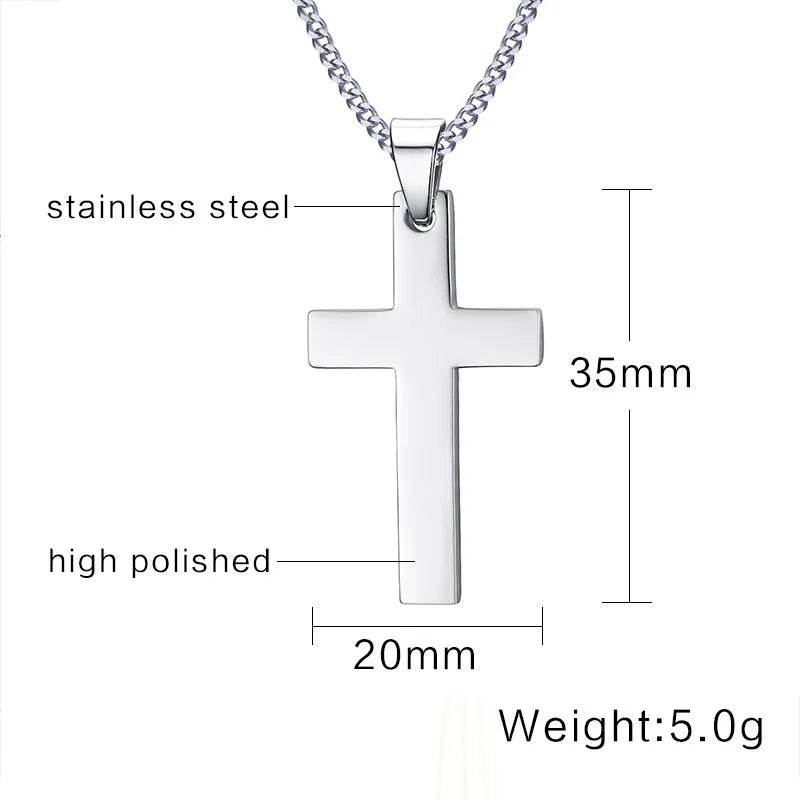 Men's Stainless Steel Cross Pendant Necklace – 24" Link Chain Cross Pendant Necklace SPOT