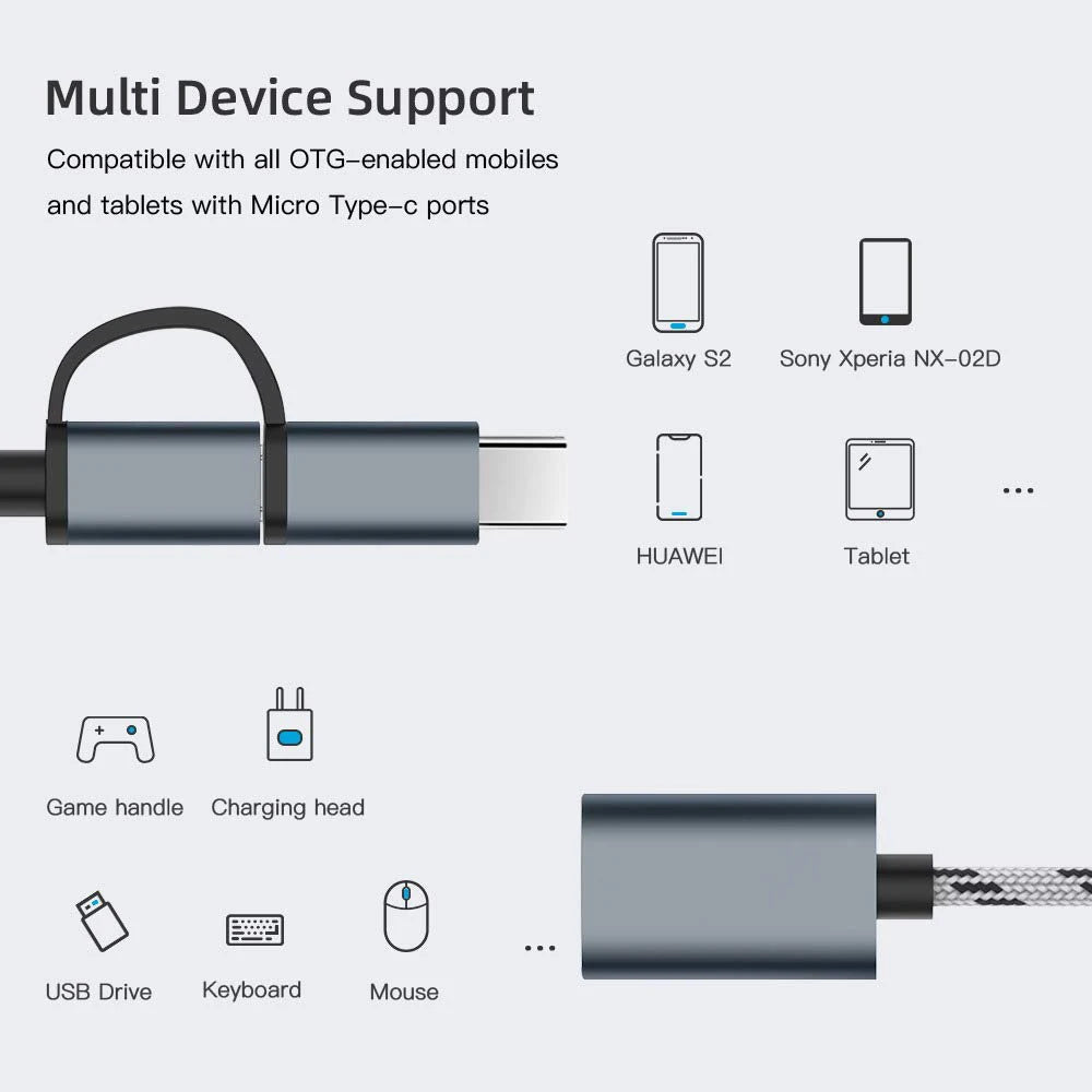 2-in-1 USB 3.0 OTG Adapter – Type-C & Micro USB Cable USB OTG Adapter SPOT