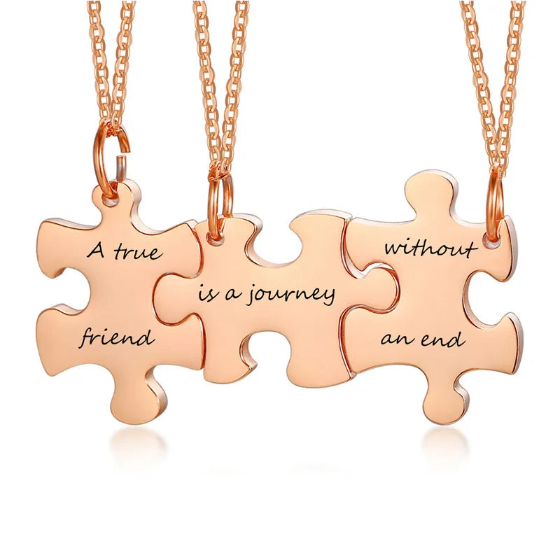 Custom Engraved Puzzle Necklace Set – BFF & Family Gift Personalized Pendant Necklace SPOT