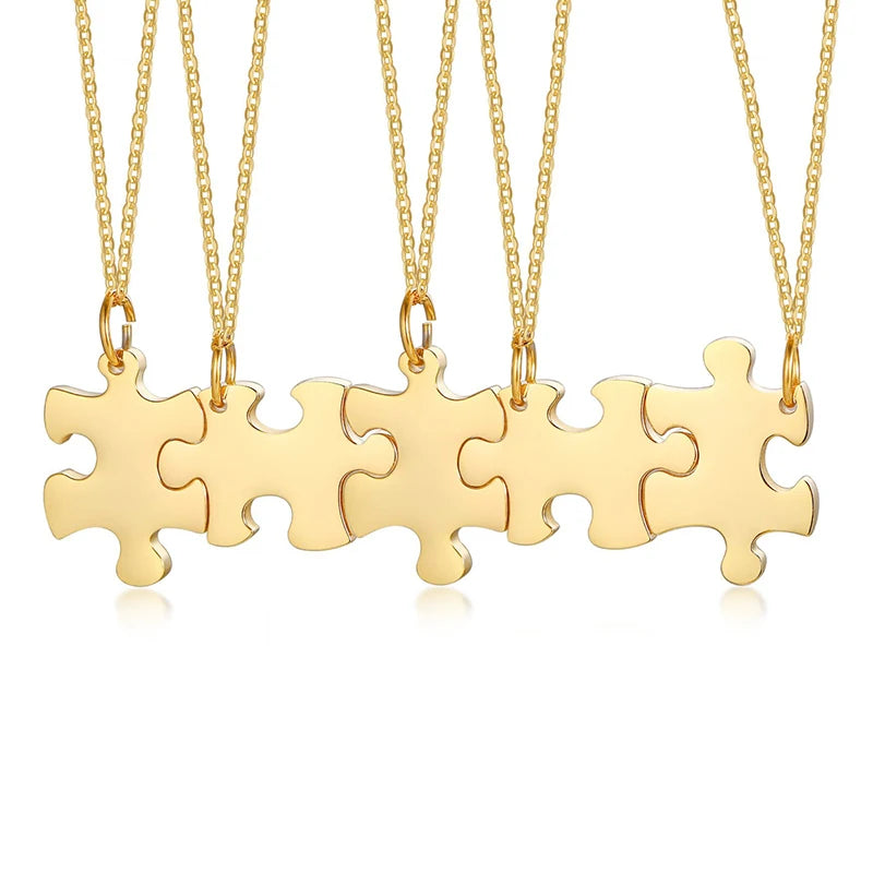 Custom Engraved Puzzle Necklace Set – BFF & Family Gift Personalized Pendant Necklace SPOT
