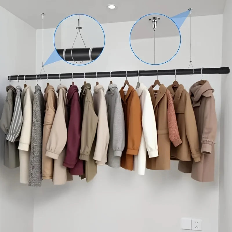 Adjustable Curtain Rod Support Rope & Ceiling Bracket Curtain Rod Bracket SPOT