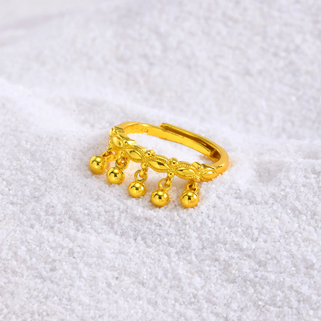 Meaeguet Adjustable Bell Charm Ring – 18K Gold-Plated Women's Fashion Statement Ring SPOT