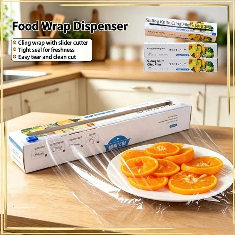 PE Cling Film Food Wrap Roll with Built-In Sliding Cutter Food Cling Wrap SPOT