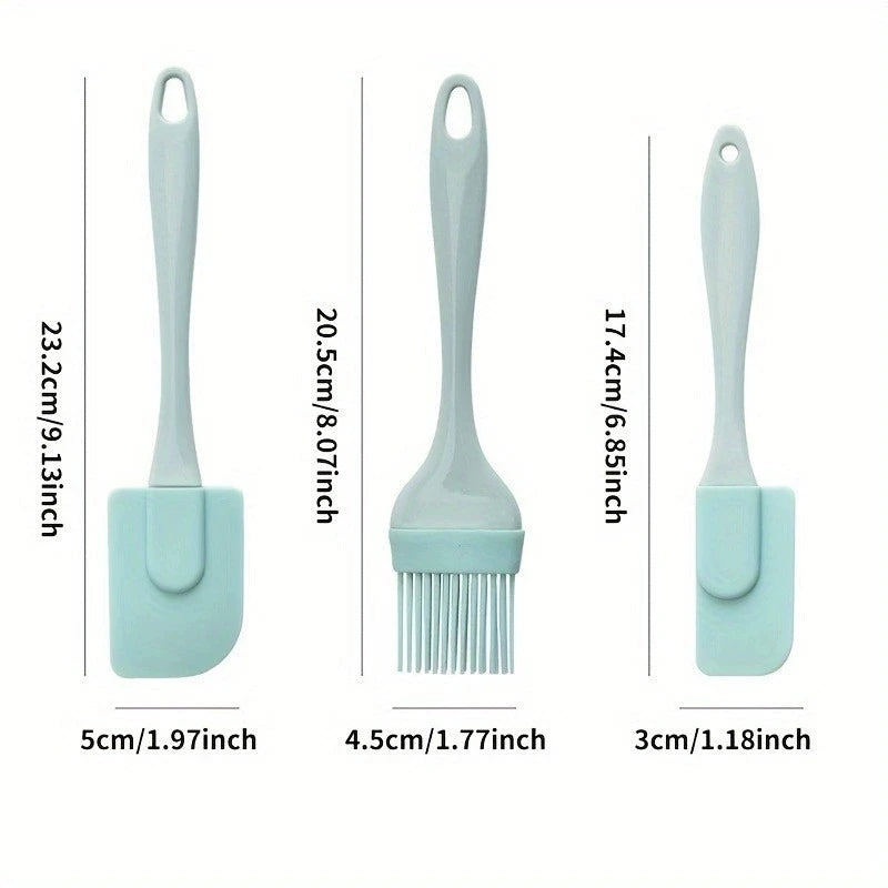 3-Piece Silicone Spatula & Pastry Brush Set | Non-Stick Baking Silicone Baking Tool Set SPOT