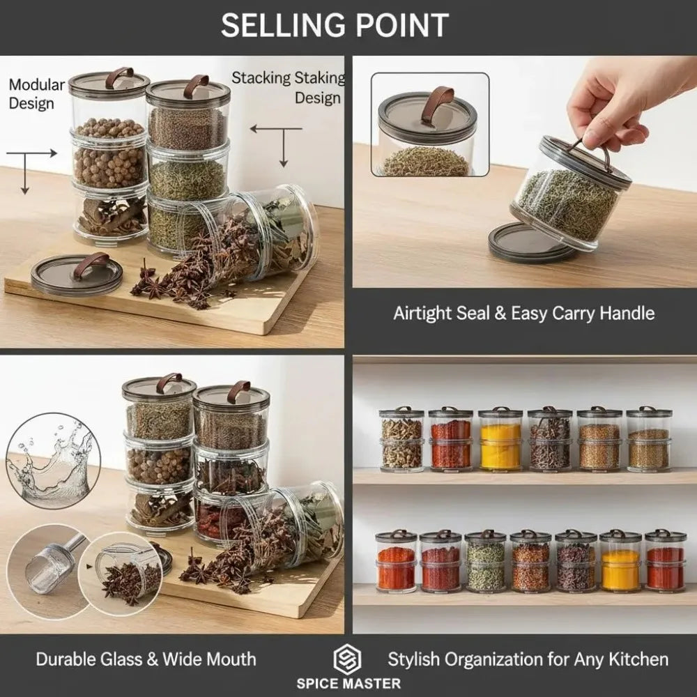 2-Pack Stackable Airtight Food Storage Canisters with Handle Food Storage Canister SPOT