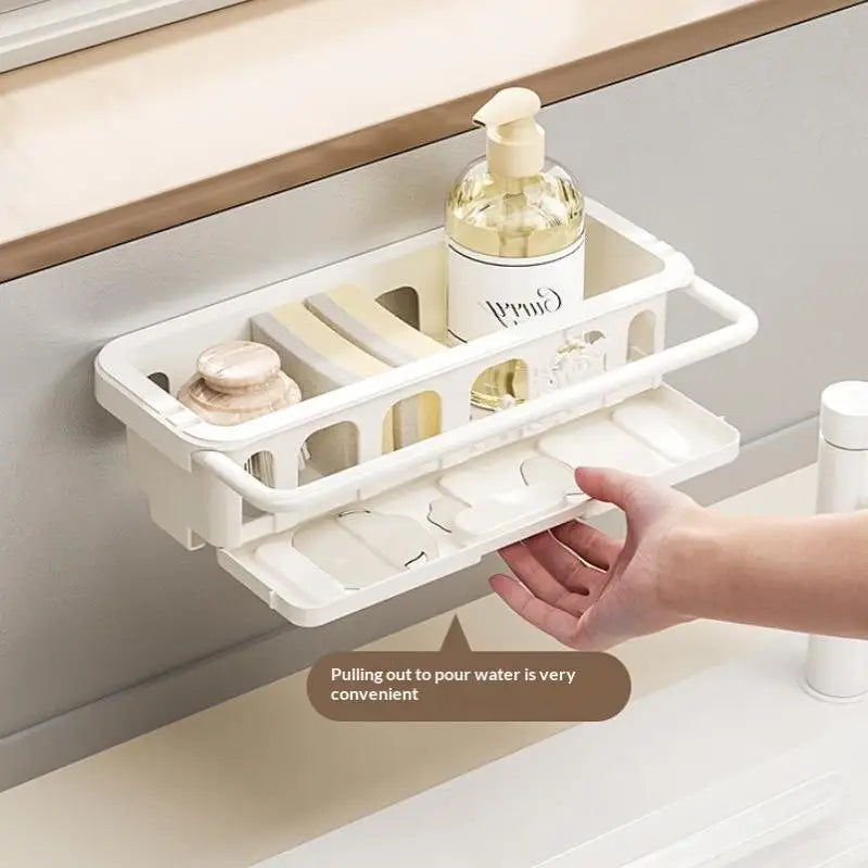 Kitchen Sink Organizer – Self-Draining Sponge & Dish Holder Sink Organizer Rack SPOT Beige