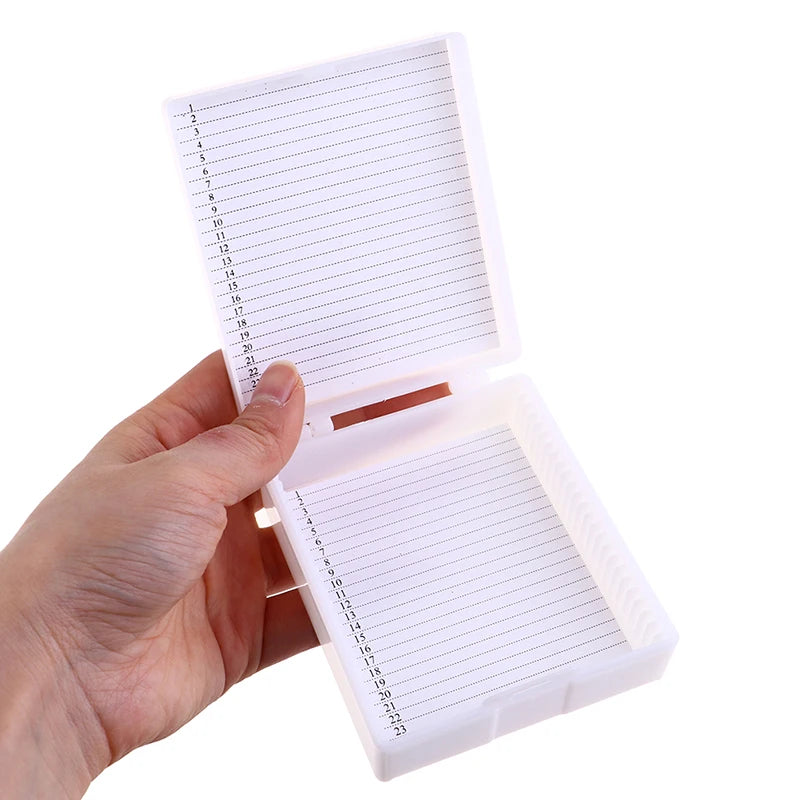 25-Slot Microscope Slide Storage Box – Plastic Case Holder Slide Storage Box SPOT