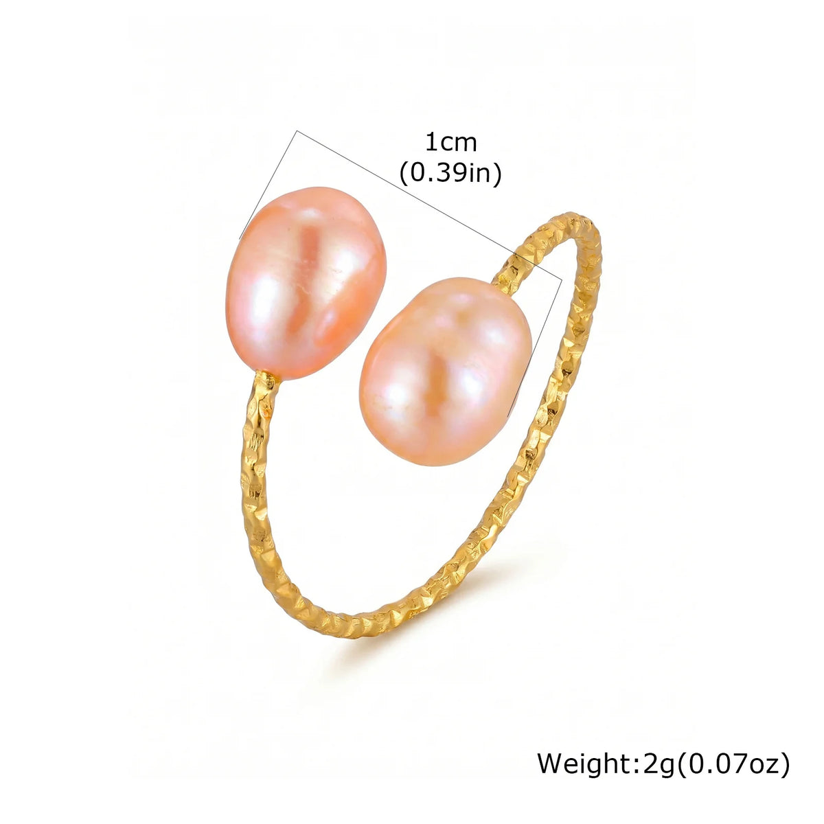 Freshwater Pearl Open Ring – 18K Gold Plated Adjustable Double Layer Pearl Fashion Ring SPOT RT-425GPK