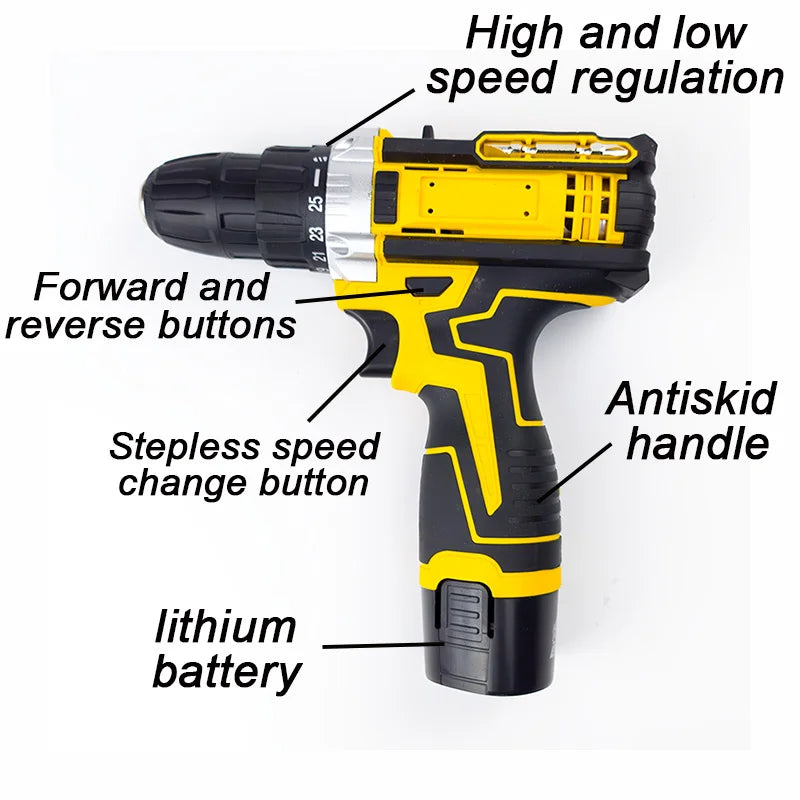 12V Cordless Drill & Screwdriver Set – 18-Torque, LED, Kit Cordless Drill Set SPOT