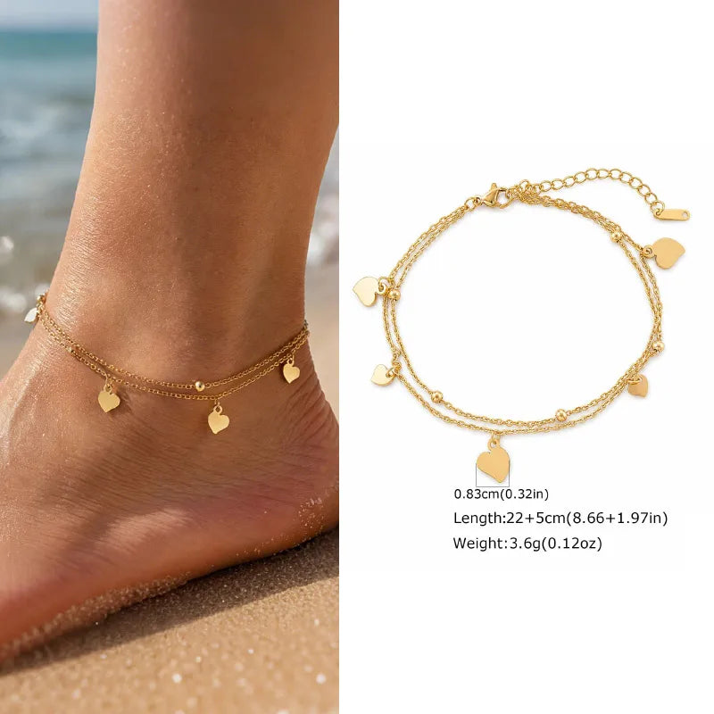 Waterproof Layered Gold Anklet – Adjustable Zirconia Foot Chain Anklet Bracelet SPOT JC-299G