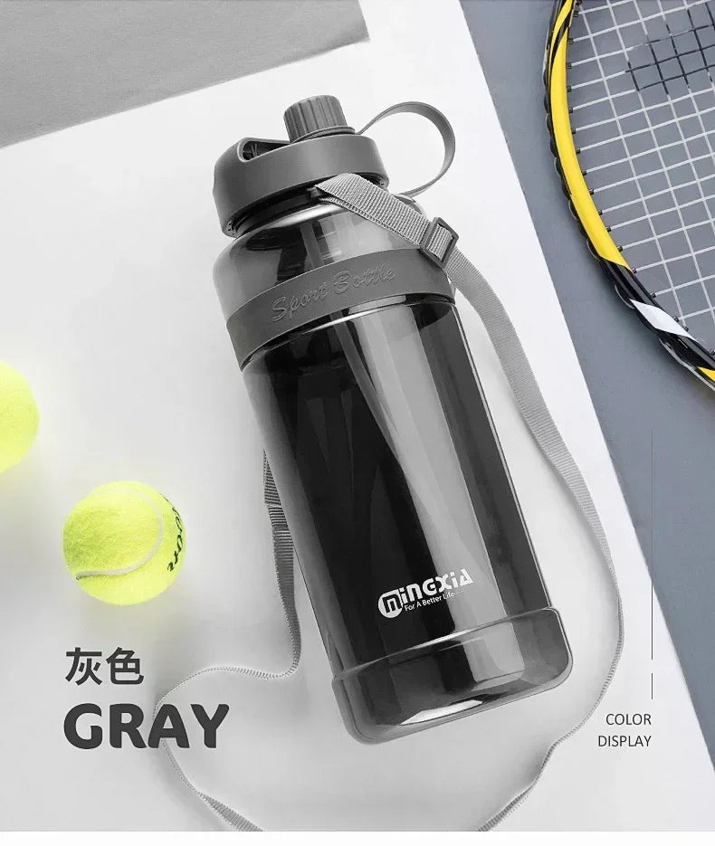 Large BPA-Free Sport Water Bottle with Straw & Strap – 1L 2L 3L Sport Water Bottle SPOT 2000ml Gray