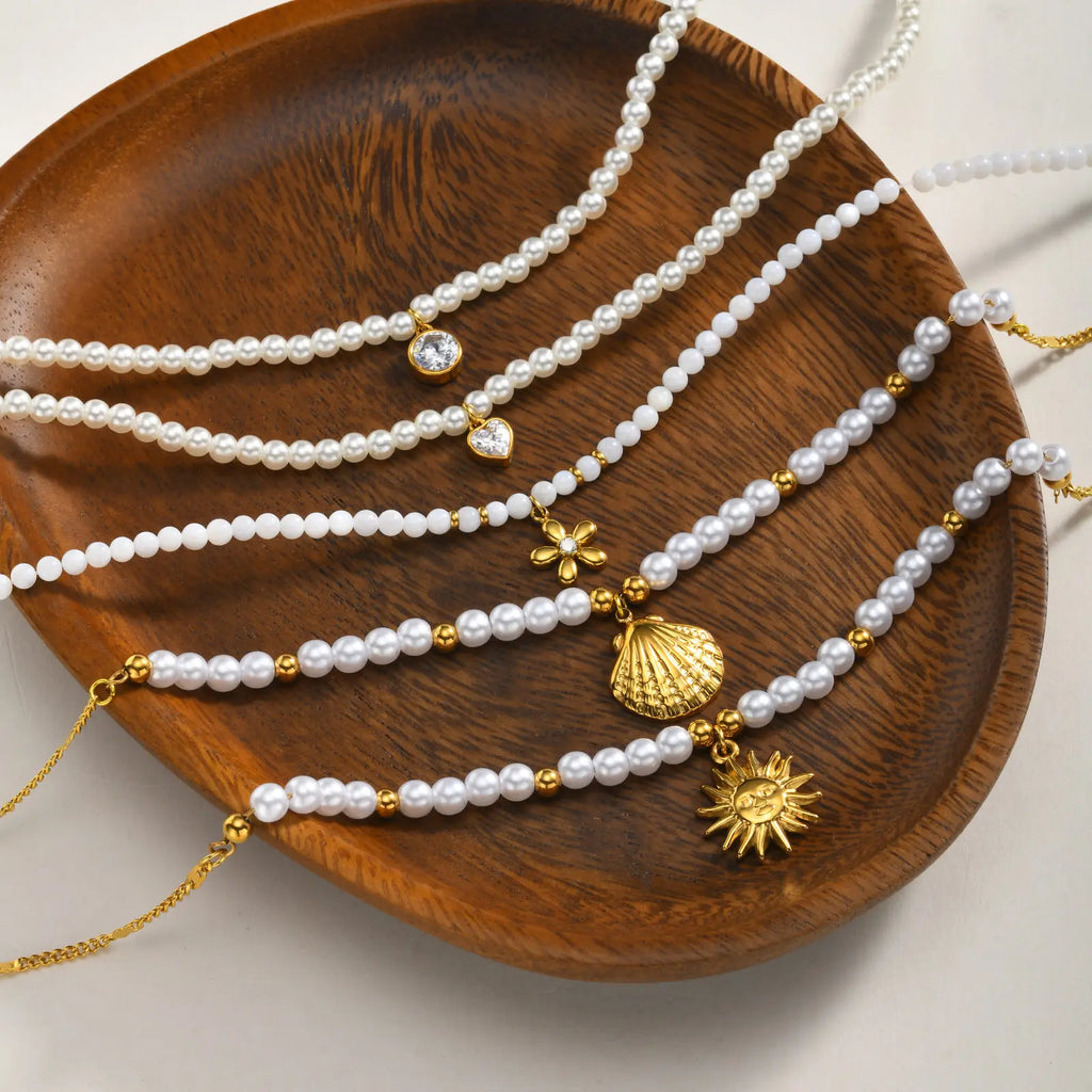 Pearl Beaded Pendant Necklace | 18K Gold Plated, Waterproof Pendant Necklace SPOT
