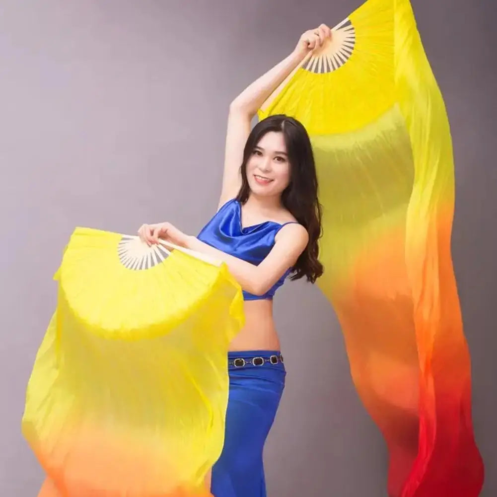 150cm Gradient Silk Belly Dance Fan – Long Double-Sided Dance Fan Prop SPOT