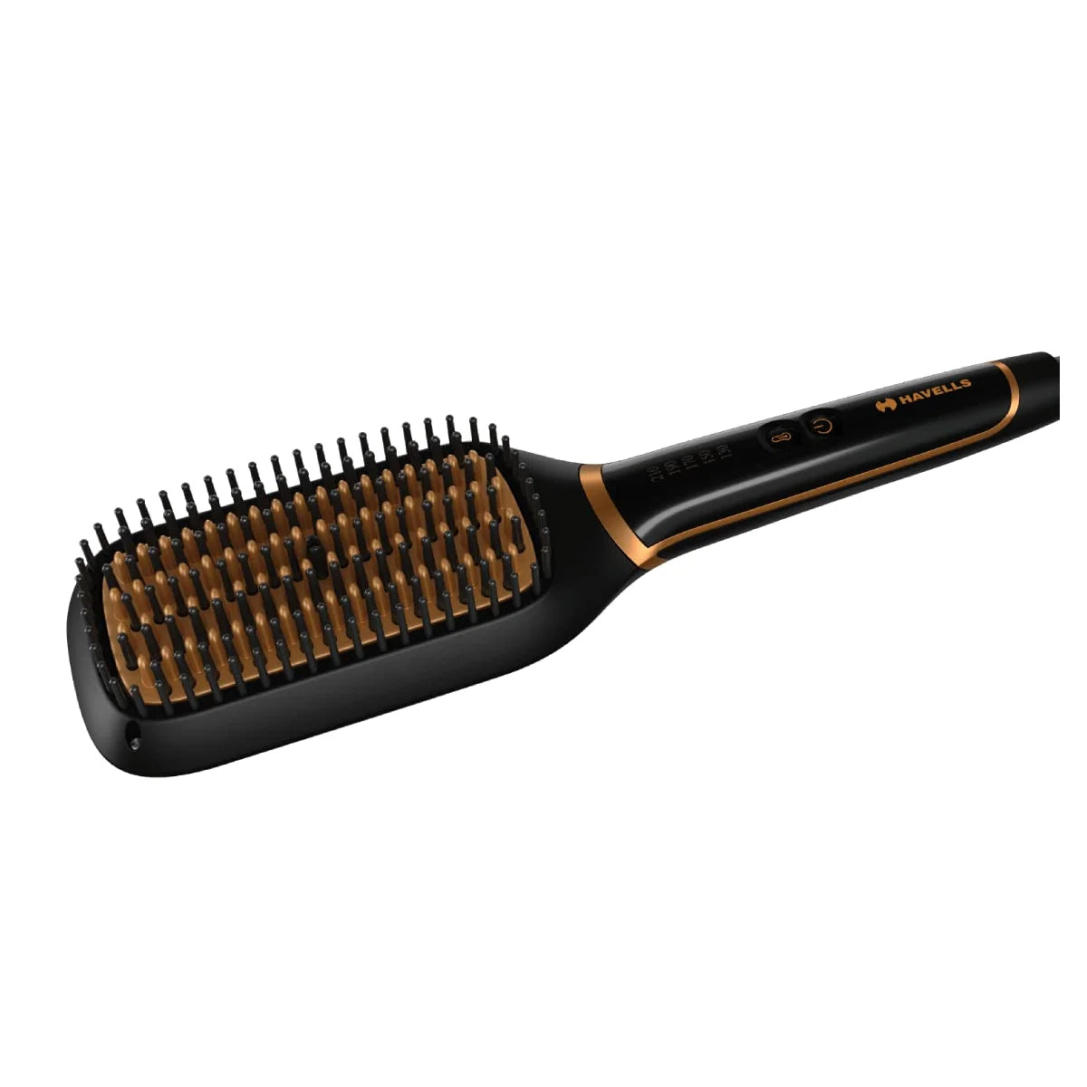 Electric Ceramic Straightening Brush – LCD Temp Display Hair Straightening Brush SPOT Black USB Type-C