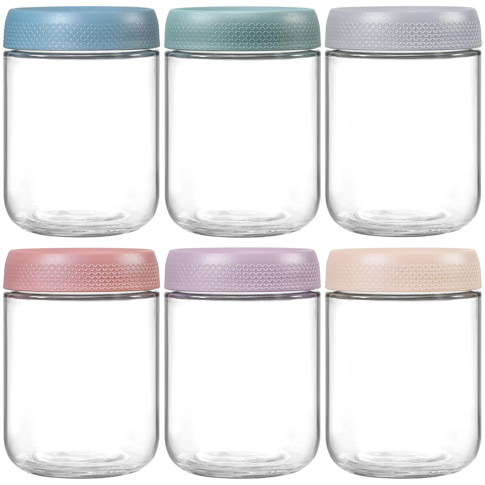 6-Pack 16oz Wide Mouth Glass Mason Jars with Airtight Lids Glass Storage Jars SPOT 6pcs